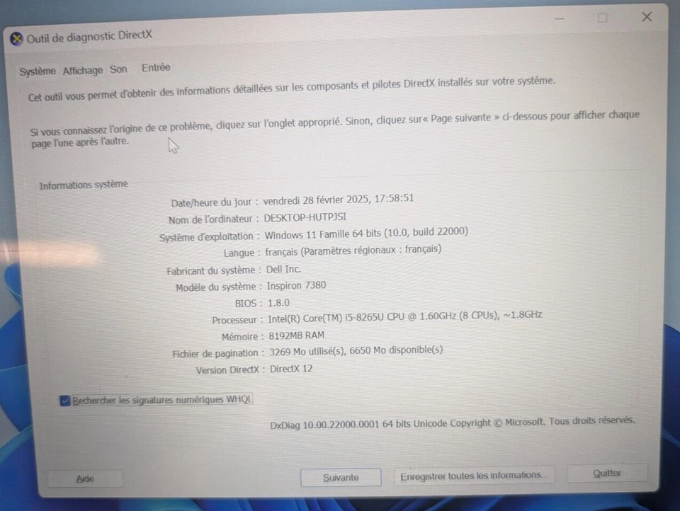 DELL inspiron xps 13 7380 core i5 8eme gen 8 go ram 256 go ssd en bon etat - Photo 4/4