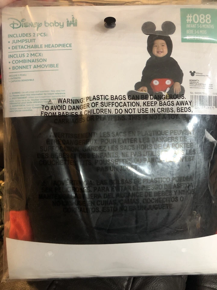 Nuevo en Paquete Disney Bebé Mickey Mouse Halloween Disfraz Talla 3-6 Meses Juego de 2 piezas Foto 4 de 4