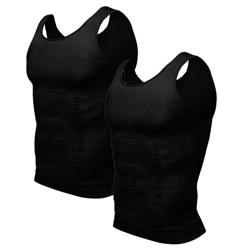 2PCS Mens Slimming Body Shaper Underwear Compression Vest Singlet Dad Bod AUS - Picture 18 of 34