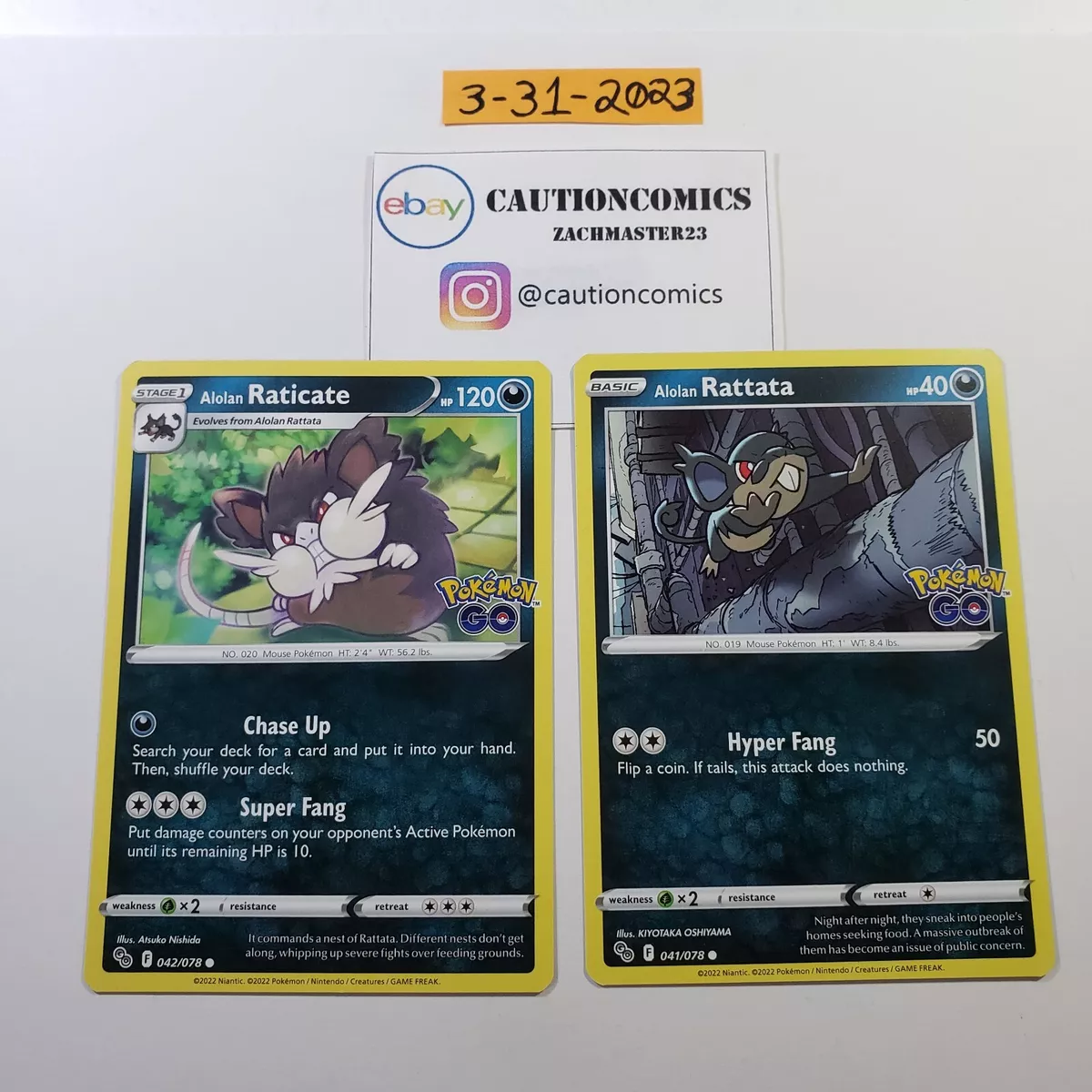 Pokémon TCG Alolan Raticate Pokémon GO 042/078 Regular Common Card