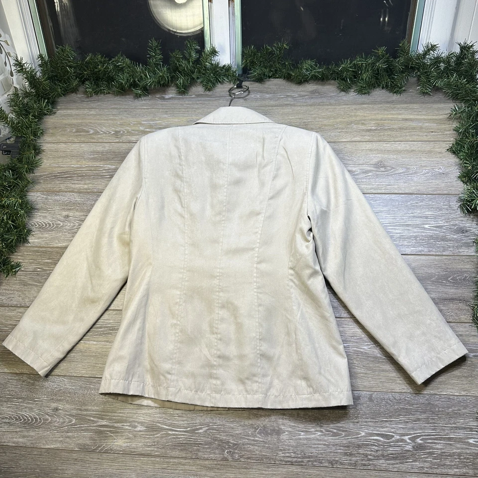 Anne Klein ￼Jacket Size Small Women’s Beige Collar Windbreaker Coat Lined Khaki - Image 2 of 4