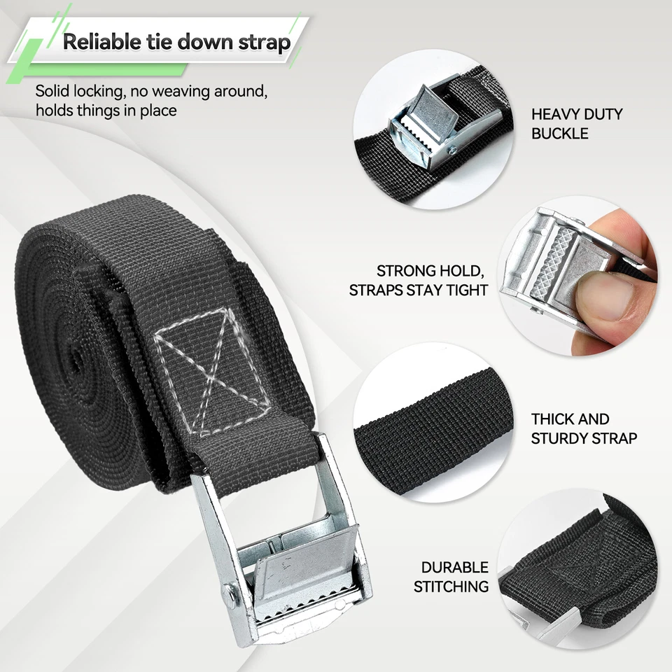 Paquete de 6 correas de amarre de carga de 1"X 8' de hasta 350 libras con ajustables. Foto 2 de 4