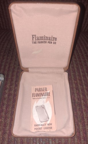 Vintage The Parker Pen Flaminaire Pocket Gas Lighter w/Original Case and Booklet - Picture 2 of 10