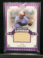 2022 Leaf Lumber Purple Game Used Relic ROD CAREW HOF 5/20