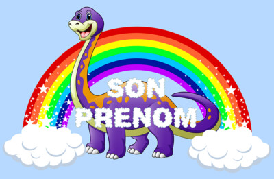 AUFKLEBER STICKER REGENBOGEN DINOSAURIER PERSONALISIERTER VORNAME WAND KINDERZIMMER