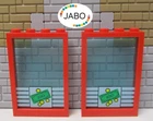 (E9/8/9) Lego 2x 2493 Window Red 1x4x5 Disc Trans Light Blue Print Money