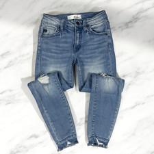 Kancan Electra Mid Rise Ankle Skinny Jeans Size 0/23 Raw Hem Distressed KC7318L