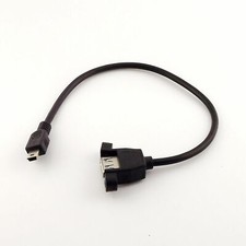 USB 2.0 A Female Socket Panel Mount To Mini 5 Pin B Male Data Adapter Cable 1ft