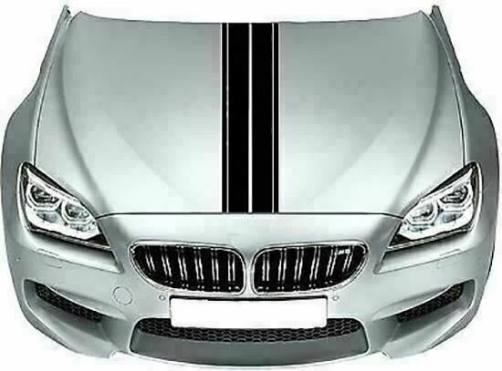 Calcomanía adhesiva negra de carreras de doble rayas ajuste universal para capó techo maletero de automóviles Foto 4 de 4