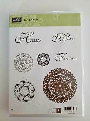Stampin Up LACY & LOVELY HELLO Miss you THANK YOU  Doily  Mandala Doilies