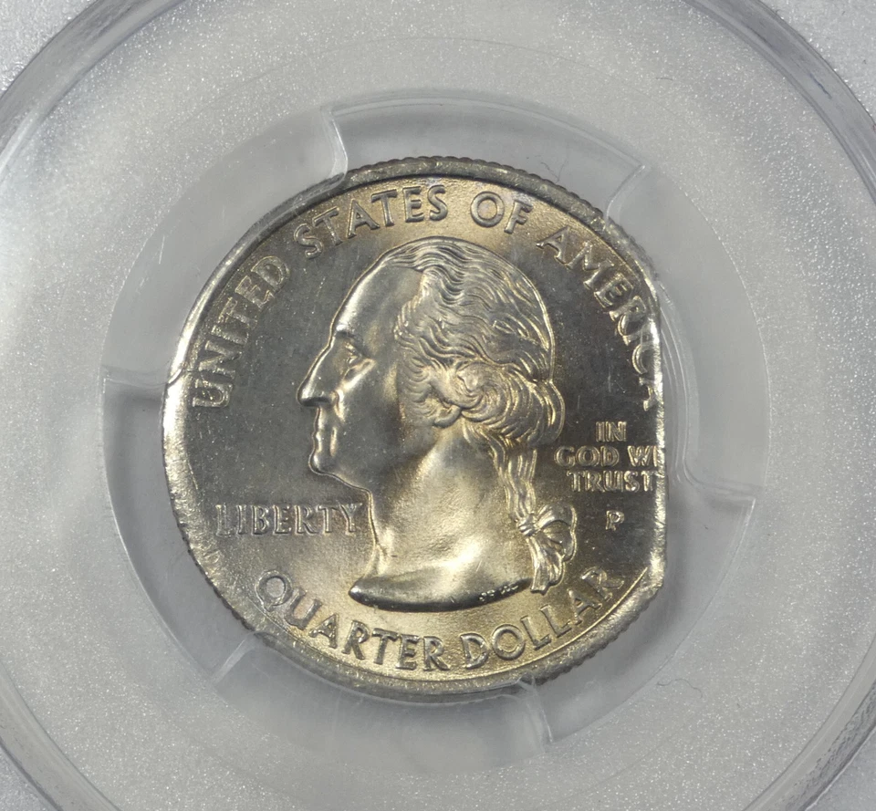 MINT ERROR 2001-P Vermont State Quarter PCGS MS 66 7% Straight End Clip - Image 3 of 4