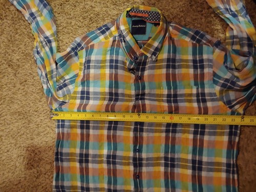 Camisa para Hombres Tommy Bahama Lino Manga Larga Cuadros/Botón a Cuadros Talla Grande - Imagen 9 de 11