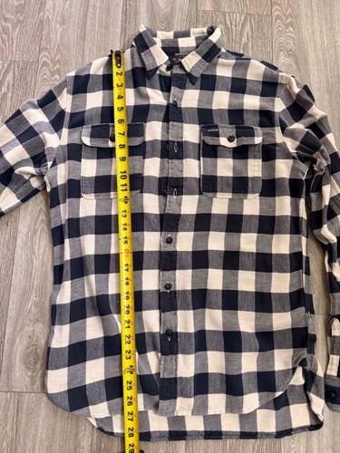 RRL Ralph Lauren Men’s Buffalo Plaid Flannel Shirt Size M Black White - Picture 10 of 22