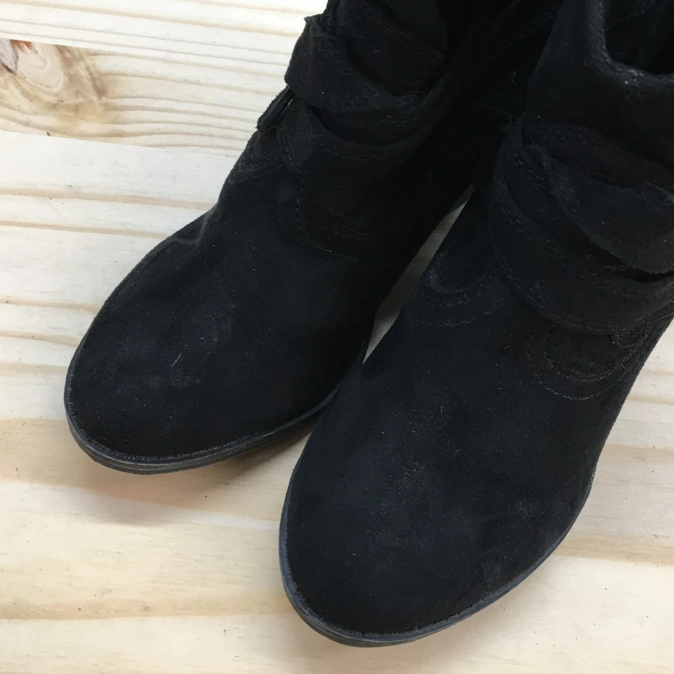 Rocket 狗靴女式 6 踝短靴黑色皮革圆头高跟鞋 — 第 4/4 张图片