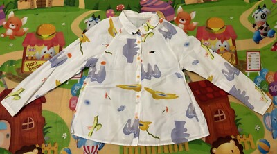 ''Dear Deer''100% Cotton Long Sleeve Top Blouse for Girls, US Size 8-10