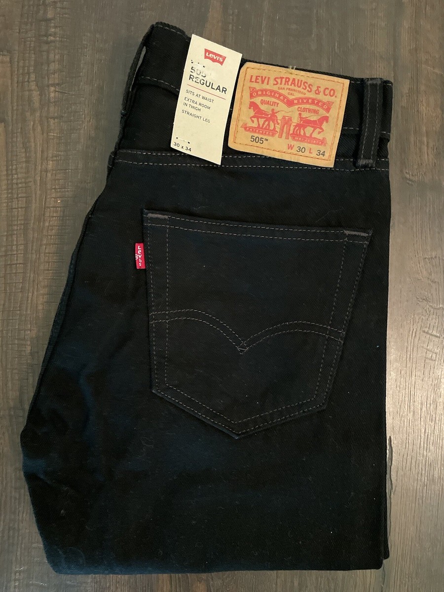 NEW Men's Levi's 505 Regular Fit Black Jeans in many sizes NEW Men's Levi's 505 Regular Fit Black Jeans in many sizes