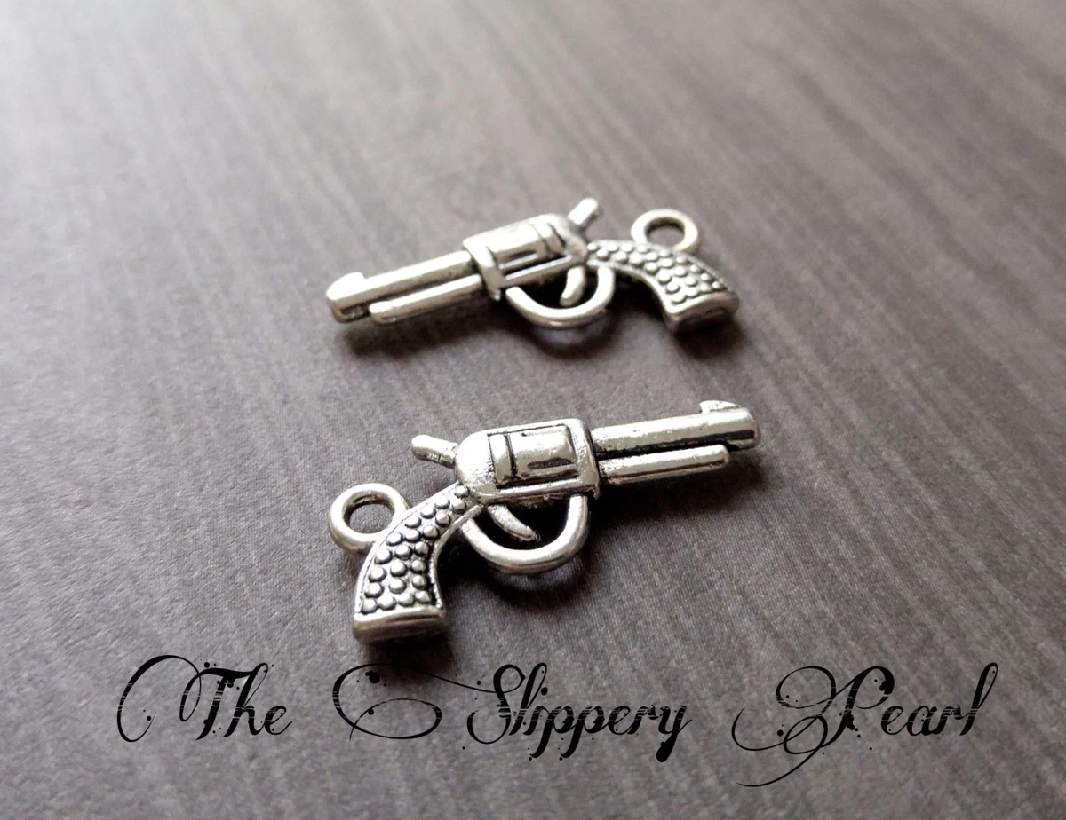 Gun Charms Pistol Antiqued Silver Texas Jewelry Making Supplies