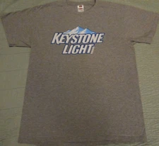 Men's L FOTL Gray Keystone Light Beer Graphic T Shirt