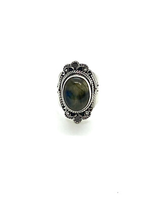 Bague Argent 925 Labradorite Spectrolite Taille 59 - Occasion Avec Petit Défaut