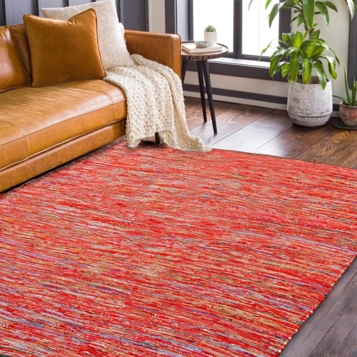 Cotton Multi Color Chindi Hand Woven Rugs - 8X10 Feet Rectangle Hand Braided Boh