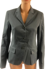 Theory Cotton Blend Lined Grey w Black Pinstrips Academia Jacket/Blazer Sz 6