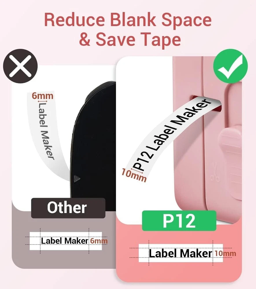 Phomemo P12 Bluetooth Label Maker Compatible with Dymo LT LetraTag Tape 91331