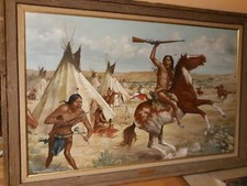WESTERN ARTIST RON STEWART PAINTING:  original, signed 1974.  XLarge- 50