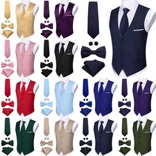 5pcs Mens Waistcoat Prom Event Business Vest Dress Suit Tie Set Tuxedo Gilet