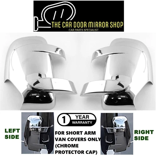 Fits Vauxhall Movano 2011-2022 Pair Short Arm Wing Mirror Cover Protector Chrome