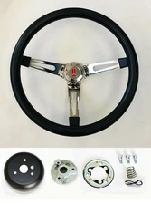 1969-1993 Oldsmobile Cutlass 442 98 Black Foam on Chrome Steering Wheel 15" 