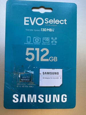 Samsung EVO Select (2021) 512GB microSDXC UHS-I Memory Card (with SD Adapter)