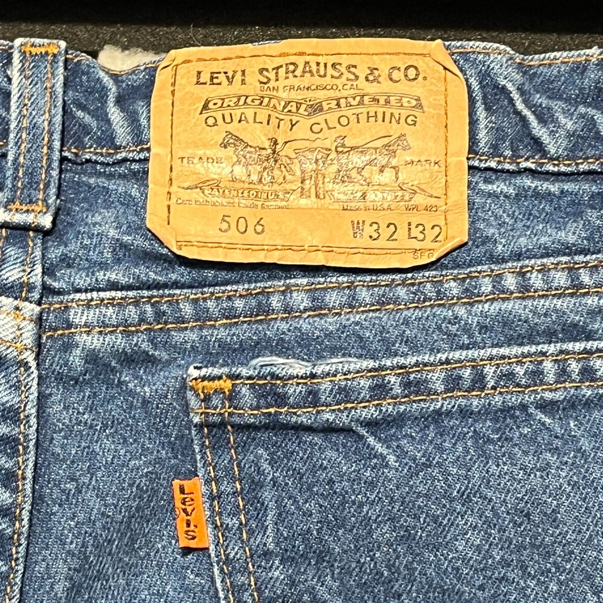 Vintage Levi's Jeans 502 Mens 32x32 Blue Orange Tab Made in USA
