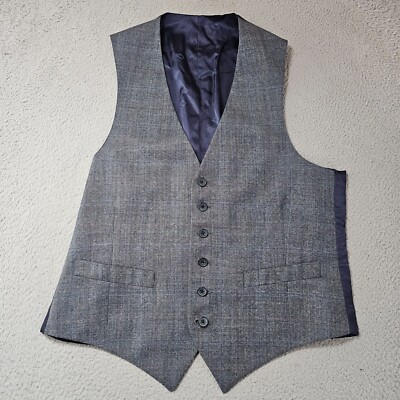 Dior Vest Mens Size 40 Grey Glen Check Suit 6 Button Front