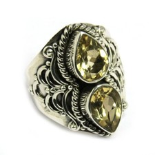 Citrine Handmade Ring, Vintage Boho Gemstone Ring, 925 Sterling Silver Statement