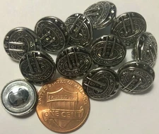 12 Vintage? Small Silver Tone Metal Shank Buttons Puffed Hollow 1/2" 13MM # 6317