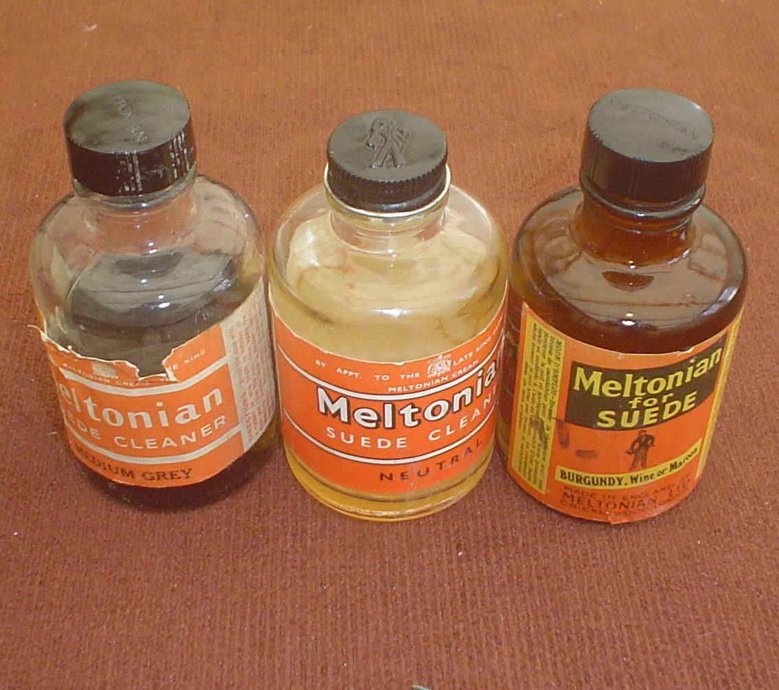 6 VINTAGE 1950's MELTONIAN & PROPERTS SUEDE SHOE CLEANER / SHAMPOO