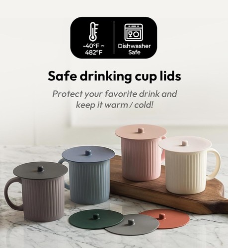 Silicone Cup Cover Lids 4.3 Inch Mug Cover Reusable for Coffee & Tea Cups 1 PC - Picture 2 of 8