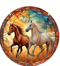 NEW 6  Horse Duo Suncatcher. Beautiful Colorful Piece With Hanger. NEW 