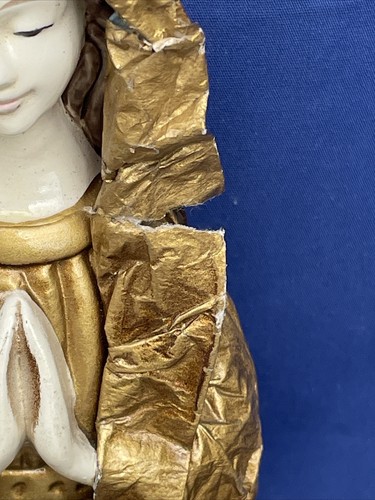 Vintage Gold Paper Mache Praying Madonna Virgin Mary Schmid Brothers ❤️blt10m4 - Picture 10 of 10