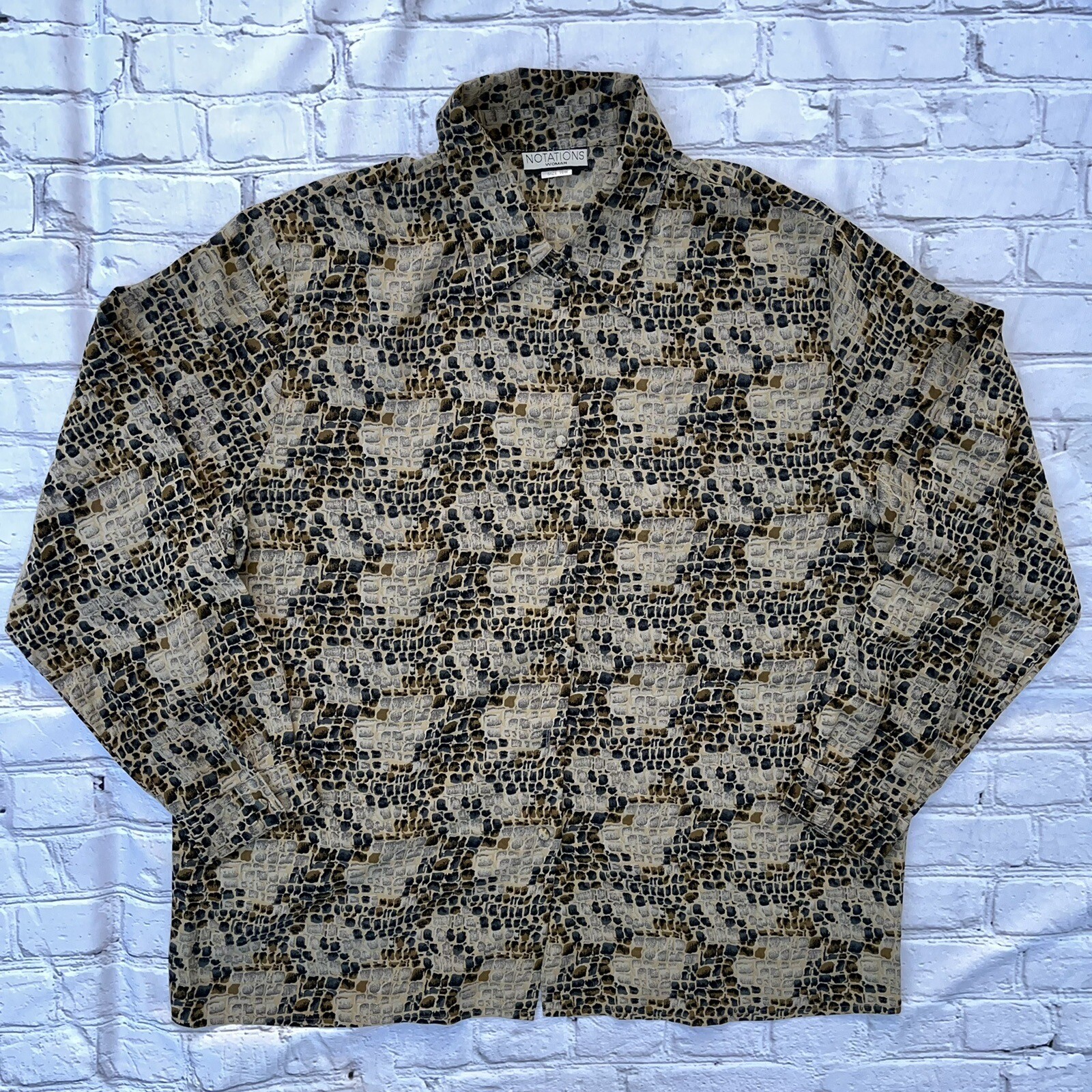 Notations Blouse Button Down Long Sleeve 16w Anim… - image 2