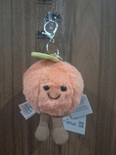Jellycat Amuseables Fuzzy Peach Ultra Soft Cute Plush Bag Charm Keychain NWT