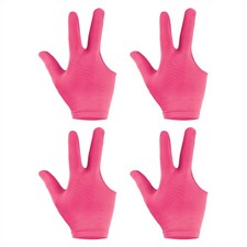 4Pcs 3 Fingers Left Hand Pool Gloves Snooker Billiard Pool Cue Gloves Red