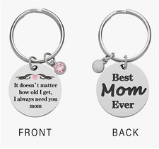 New Engraved Stainless Stell- Mom Keychain gift "BEST MOM EVER"