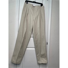 Chaps Ralph Lauren Mens 34x34 Pleated Chinos Beige Office Wear Business Casual