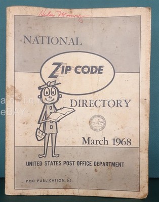 1968 vintage HUGE 1652pg NATIONAL ZIP CODE DIRECTORY pod pub 65 owned MOONEY