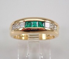 2Ct Princess Cut Simulated Green Emerald Wedding Ring In 14K Yellow Gold Plated