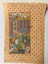 Antike Moghul Miniaturmalerei, gerahmt, Schlacht von Kandahar, 18/19.Jahrh./9-GE