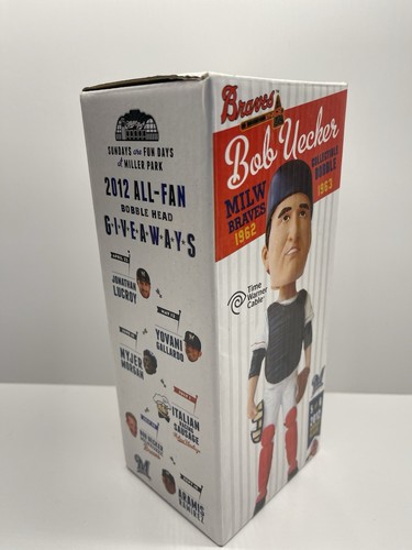 New 2012 BOB UECKER MILWAUKEE BREWERS BOBBLEHEAD SGA BRAVES CATCHER 7/29/12 NIB - Picture 3 of 5