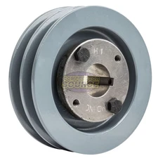 Cast Iron 4.5" Dual Groove Pulley 2 Belt A Section 4L with 1" Sheave Bushing