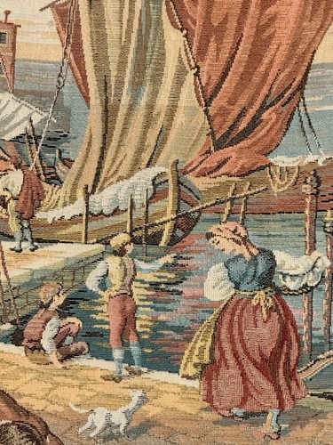 Italian Jacquard Woven Wall Tapestry-Barconi/Venetian Port Themed-Fabric Back- - Picture 2 of 10
